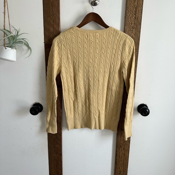 Sonoma Womens Sweater sz medium Yellow Cable Knit Long Sleeve Crew Neck Pullover - Picture 4 of 7